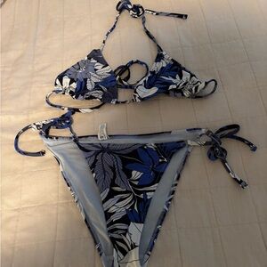Aerie Blue and White Floral Bikini